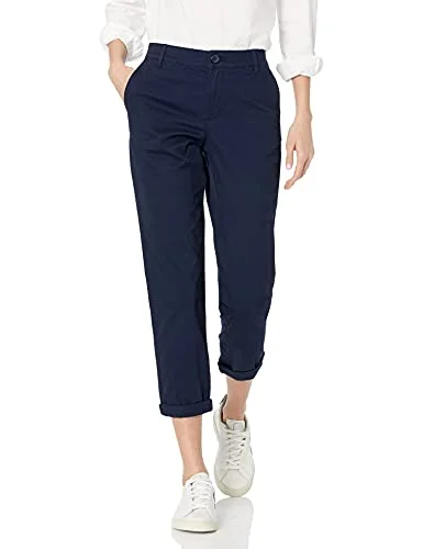 Amazon Essentials dam Mid Rise Slim Fit beskurna avsmalnande ben kakibyxor, marinblå, 0 195111295985