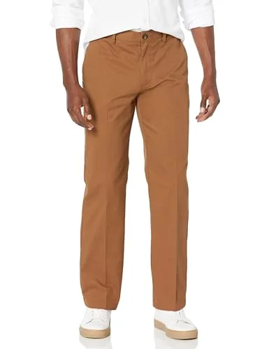 Amazon Essentials herr klassisk passform skrynkelfri platt framsida chinos byxa (finns i stor och hög), mörk kaki brun, 36 B x 28 L 195111322940