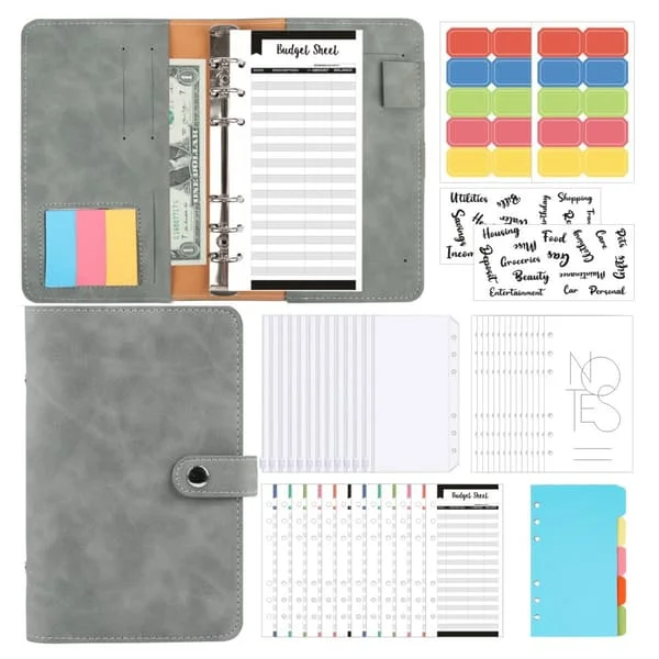 1 Set A6 Vintage Mjuk PU Läderpärm Anteckningsbok Kontantbudget Kreativ Handbok Revisor Grå DW05926 1 Set A6 Vintage Mjuk PU Läderpärm Anteckningsbok Kontantbudget Kreativ Handbok Revisor Grå DW05926
