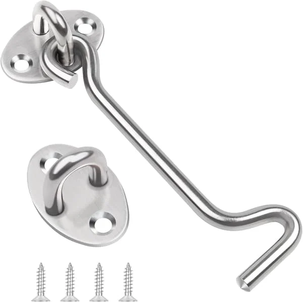 1 st 100 mm Silver Grindkrok Rostfritt Stål Kabinkrok, Krok Ögla Lås Dörrlås Krok Lås, Lås Används för Trägrindar, Fönsterstag Grinddörrspärr CAQQ-42600-1