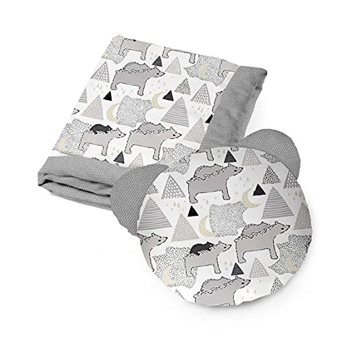 KOSPU Sängkläder Set Kudde och filt för småbarn Baby Bomull Velour Tyg, 100% Polyester Fyllning, Sovfilt 75 x 100 cm, Björn Sovkudde 40 cm 5903766433295
