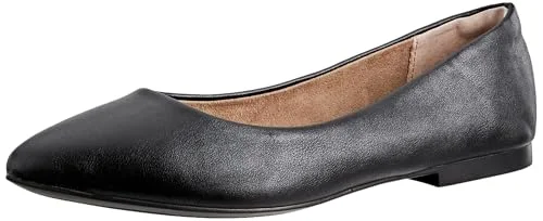 Amazon Essentials dam spetsig tå balett platt, svart fuskläder, 42.5 EU 840809192151