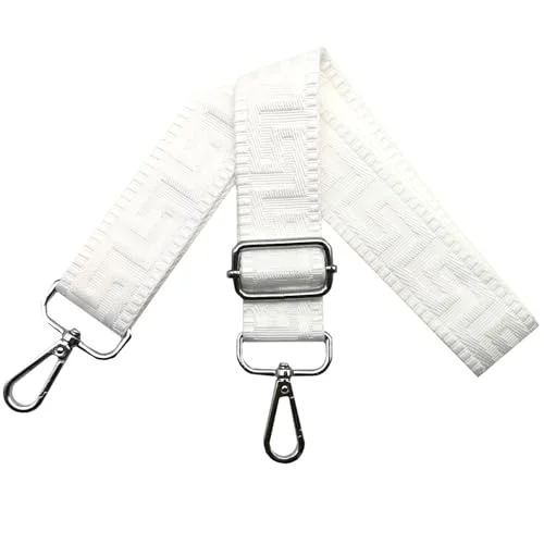 axelrem för väska väskremmar ombyte, justerbar väskrem bred 3,8 cm med silver karbinhake fickband bärrem handväskor dam, ren vit, K24 768510601147