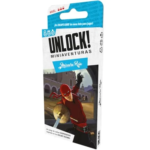 Space Cowboys Unlock! Röd mask miniäventyr Escape Room Kortspel Från 10 år 1 till 6 spelare 3045 minuter per spel Spanska 3558380122296