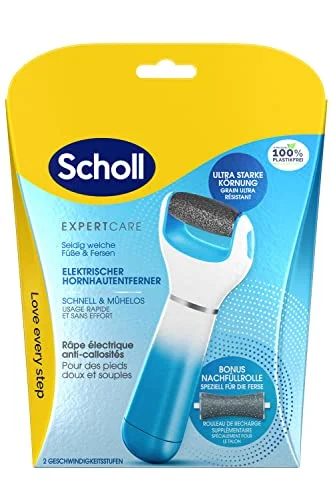 Scholl Expert Care, förhårdnadsavlägsnande för silkeslena mjuka fötter, elektrisk förhårdnadsborttagare snabb och enkel (med havsmineraler rulle exakta resultat, 1 enhet inkl. rulle), styck 4002448137634
