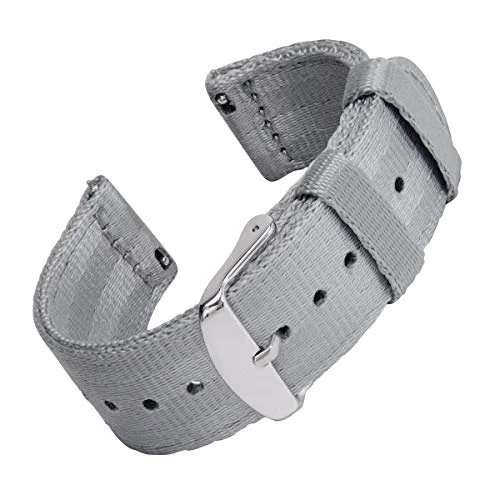 Archer Watch Straps Armband i Säkerhetsbältenylon med Snabbkoppling (Grå, 18mm) 810054476078