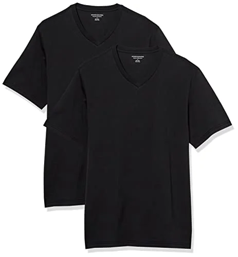 Amazon Essentials kortärmad v ringad t shirt för män (finns i stor och lång), 2 pack, svart, 3X Large lång 196433599478