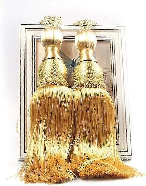 1 par tofsgardinband heminredning gardinboll tofsrep spänne (guld) CJ-JX-0818000337