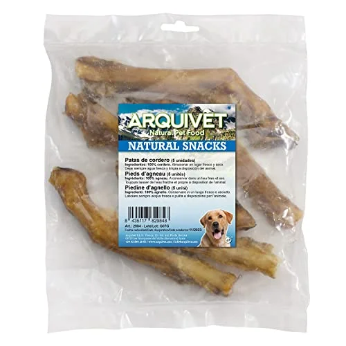 ARQUIVET Lammkrukor (påse 5 stycken) 100% naturliga snacks för hundar priser, belöningar, godsaker och godis, hundgodis hjälp med tandrengöring 8435117829848