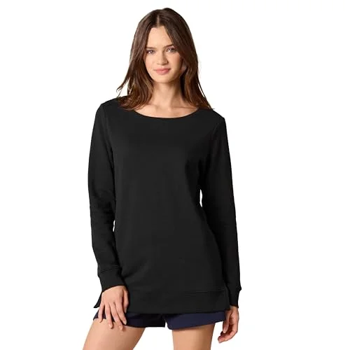 Amazon Essentials kvinnors öppen hals fleece tunika tröja, svart, small 194223385850