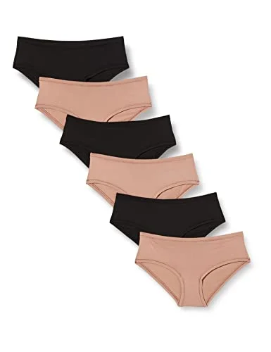 Amazon Essentials hipsterunderkläder för kvinnor (finns i plusstorlek), paket med 6, svart/dammad pärla, 4X 196433843014