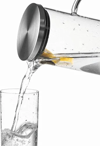 APS 10764 glaskaraff med lock i rostfritt stål, Ø 9,5 x 27 cm, 1,5 ltr 4004133107649