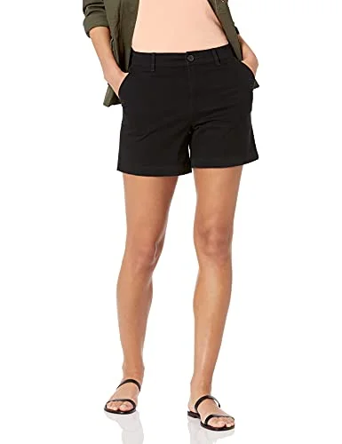 Amazon Essentials dam Mid Rise Slim Fit 13 cm innersöm kaki kort (finns i raka och kurviga passform), svart, 14 195111436685