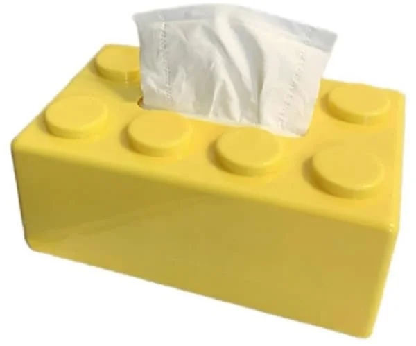 1 st Blockformad Tissue Box Kreativ Block Väggorganisatör Multifunktionell Vardagsrum Soffbord Tissue Box Dekoration (Gul) AQ-1497