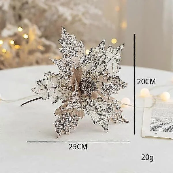 1 st 20 cm Julblommor Julgransdekorationer Hem Glitter Konstgjord Falsk Blomma Julpynt Navidad Nyårsdekor FOG206189