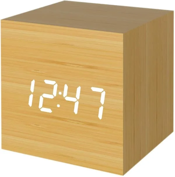 1 st digital väckarklocka i trä, väckarklocka med USB-batteridriven skrivbordsklocka, kubklocka (bambufärg) ZYTO-075996 1 st digital väckarklocka i trä, väckarklocka med USB-batteridriven skrivbordsklocka, kubklocka (bambufärg) ZYTO-075996
