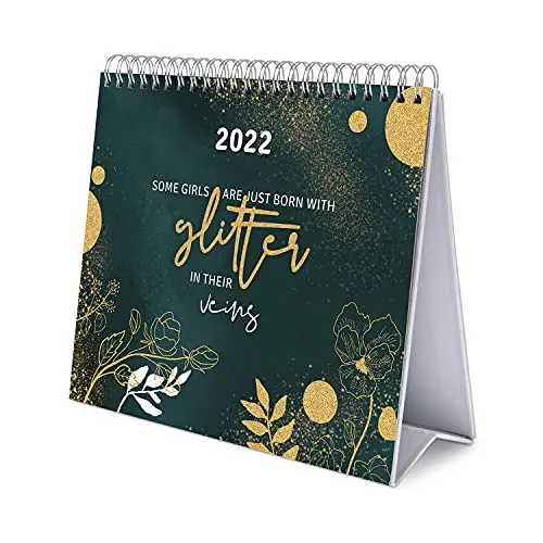 Grupo Erik Officiell glitterkalender 2022 skrivbordskalender glitter 12 månader planerare, mörk, CS22023 8435497260552