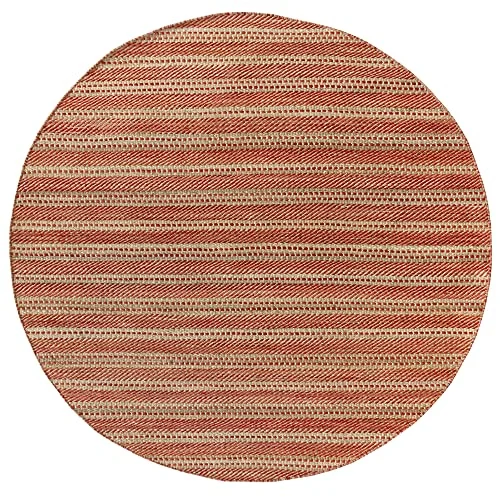 HAMID ull och jute matta rund olivia, handvävd för vardagsrum, sovrum, röd naturfärg, (200 x 200 cm) 8436605077307