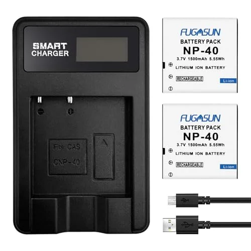 2 st 1500 mAh NP 40 NP40 batteri med en laddare batteriladdare för Casio kameror 55 57 Z100 Z300 Z400 Z450 FC100 726853791697