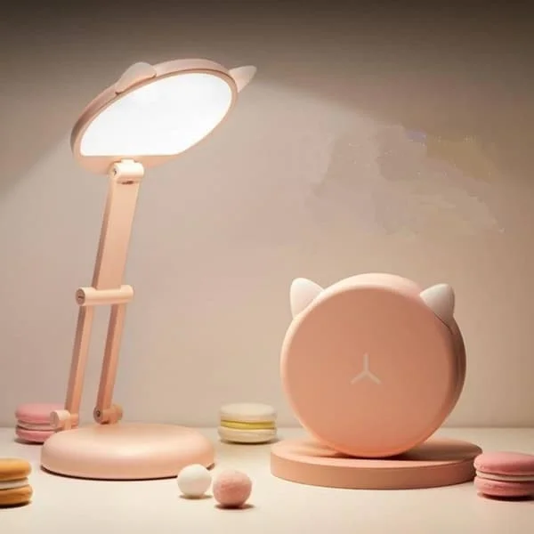 1 hopfällbar LED-skrivbordslampa, trådlös, rosa ZXtc-02291-1