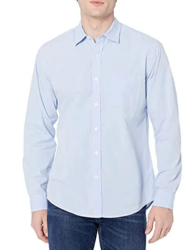 Amazon Essentials Men's Långärmad ledig poplinskjorta med normal passform, Ljusblå, XL 191770003084
