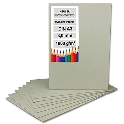 10 x pärmkartong, A3 (29,7 42 cm), tjocklek 3 mm (0,3 vikt 1800 g/m², grå kartong för pyssel, modellbygge, bokbindning. 4251924440083 10 x pärmkartong, A3 (29,7 42 cm), tjocklek 3 mm (0,3 vikt 1800 g/m², grå kartong för pyssel, modellbygge, bokbindning. 4251924440083