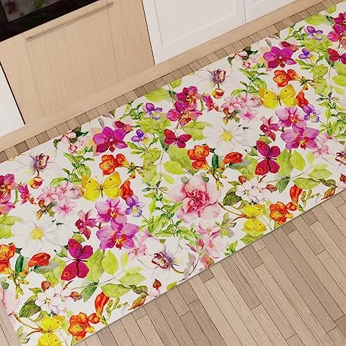 PETTI Artigiani Italiani - Köksmatta löpare kök halkfri och tvättbar 52 x 80 cm fjärilsdesign 100% tillverkad i Italien 8056992312364