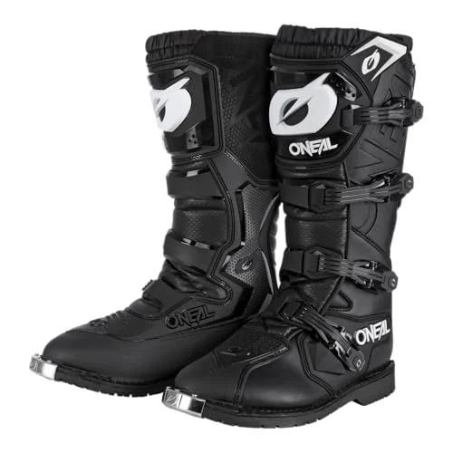 O'NEAL Motocross stövlar Enduro-motorcykel Komfort genom luftnätets inre, fyra spännen, syntetmaterial av hög kvalitet Boots Rider Pro Vuxna Svart Storlek 45 4046068573656