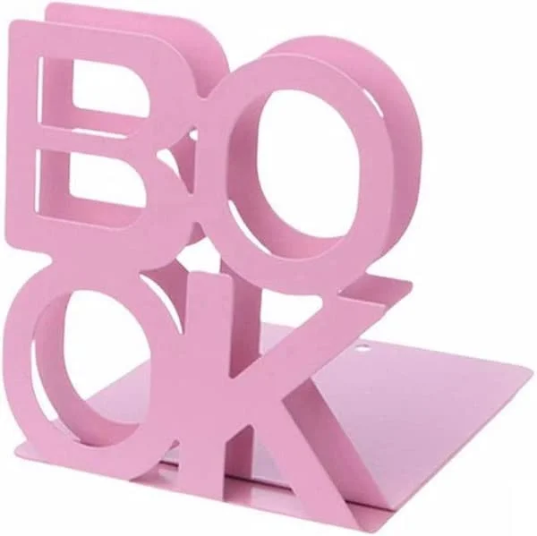 1 Par L-formade Halksäkra Metalliska Bokstöd för Skrivbordsställ (rosa) 5401301533283