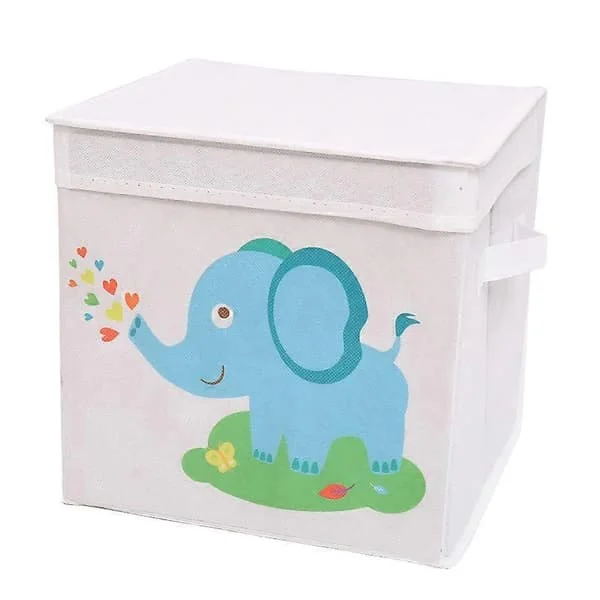 1 st (blå elefant, ca 28x28x28cm) Förvaringslådor, Leksaksorganisatörer, Vikbara Kuber, för Vardagsrum, Barnrum, Lekrum, Djurmönster CE-Y927-01335