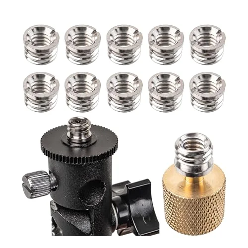 1/4 tum20 innergänga till 3/8 tum16 yttre gänga adapter skruv, 10 pack, uttag kontakt reduceringsgänga, reduceringshylsor, skruvtadapter, stativskruv, för tripod, lampa, kameratillbehör DSLR 8720364194642