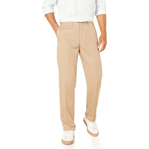 Amazon Essentials herr klassisk passform expanderbar midja platt framsida klänningsbyxa, kaki brun, 32 B x 30 L 195111840635