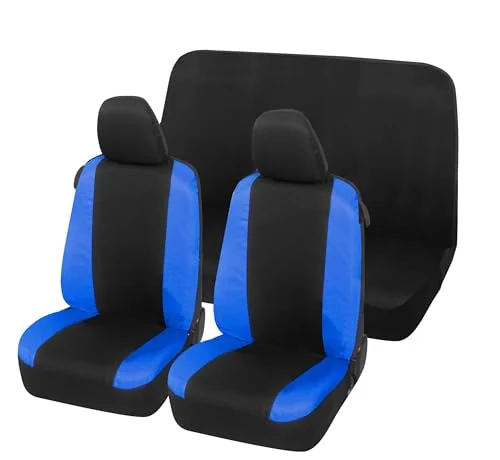 Auto Accessori Lupex Bilsätesöverdrag kompatibla med Seicento 600, tillverkat i Italien, polyestertyg, fram och bak (svart kungsblå) 8056669279518