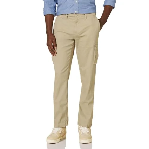 Amazon Essentials Men's Stretchiga cargobyxor med rak passform (finns i Big & Tall), Kaki brun, 35W / 32L 191770915691