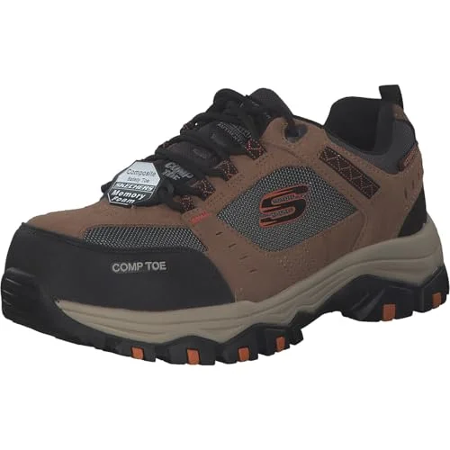 Skechers herr Greetah byggsko, Brun mocka läder med textil, 43 EU 193642542417