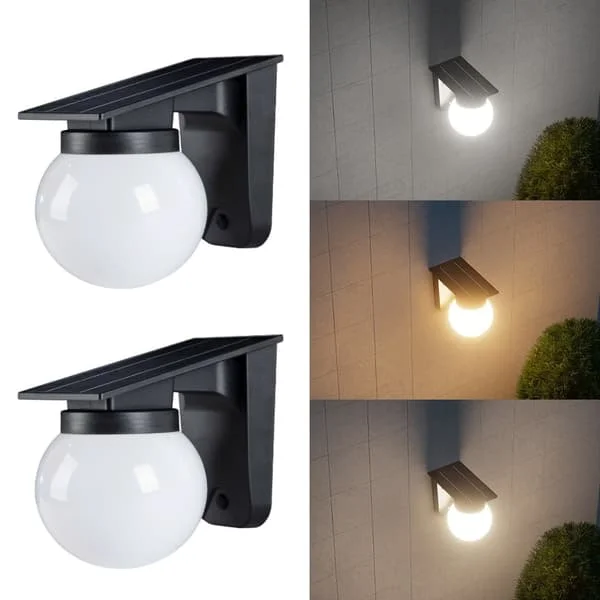 1/2-pack Solcellslampa Vägglampa Utomhus LED Trädgårdslampa Vattentät med 3 Ljuslägen zhyz28049#SXY5 1/2-pack Solcellslampa Vägglampa Utomhus LED Trädgårdslampa Vattentät med 3 Ljuslägen zhyz28049#SXY5