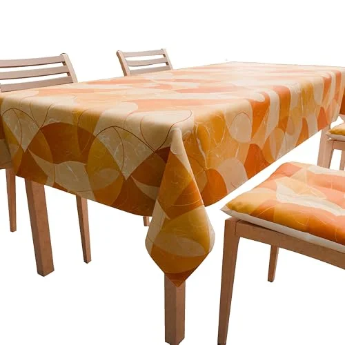 PETTI Artigiani Italiani Bordsduk, Köksduk Av Bomull Lidia Orange Ritning X6 Platser (140x180cm) 100% Tillverkad i Italien 5056411145361
