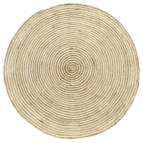 HAMID Bagdad jutematta, 100% naturlig jutefiber, rund handvävd, vardagsrum, sovrum, hallmatta (120 x 120 cm) 8436605077406