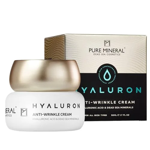 Pure Mineral Hyaluron Anti Rynk Kräm för Alla Hudtyper Mineraler från Döda Havet, Förstärkt Återfuktning, Ansiktsfasthet Utan silikoner, sulfater, parabener 50ml 7290114970853