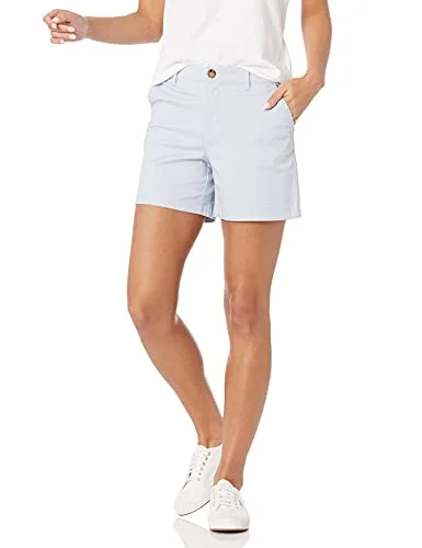 Amazon Essentials dam Mid Rise Slim Fit 13 cm innersöm kaki kort (finns i raka och kurviga passform), ljusblå, 16 195111441764