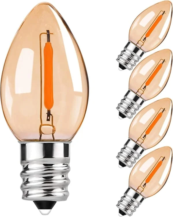 0.5W E14 C7 LED-filament hänglampa, liten skruvsockel Edison vintage nattlampa, ultra-varmt vitt ljus 2700K, 5-pack CJ-01-0818011872 0.5W E14 C7 LED-filament hänglampa, liten skruvsockel Edison vintage nattlampa, ultra-varmt vitt ljus 2700K, 5-pack CJ-01-0818011872