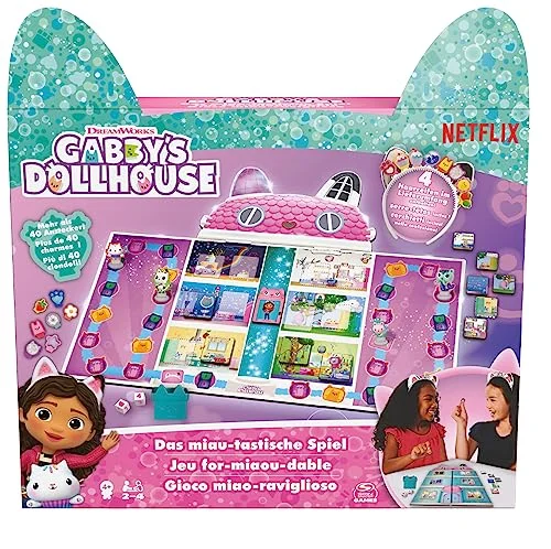 Spin Master Games Gabby's Dollhouse, MIAU tastiska spelet brädspel till den populära förskoleserien på Netflix, för 2 4 spelare, perfekt barn från år 778988504178