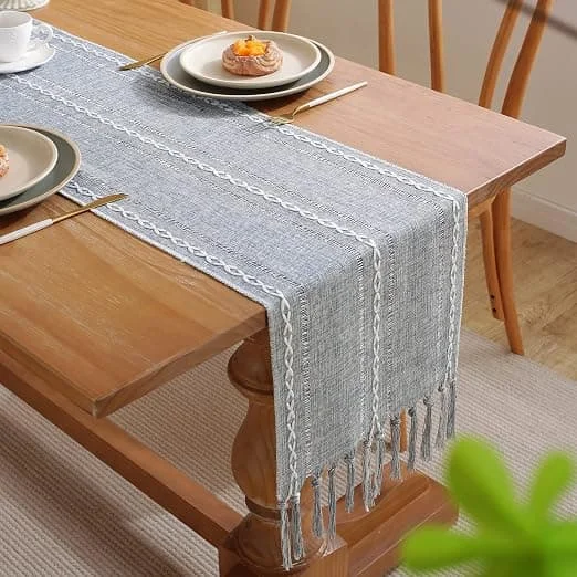 1 Piece Light Blue Pompom Rustic Table Runner 228 x 33 cm ZS-JJ-0805004152 1 Piece Light Blue Pompom Rustic Table Runner 228 x 33 cm ZS-JJ-0805004152
