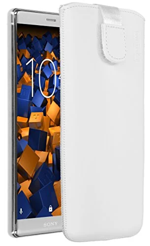 mumbi äkta läderfodral kompatibel med Sony Xperia XZ2 skal läder väska Case Wallet, vit 4251077290740