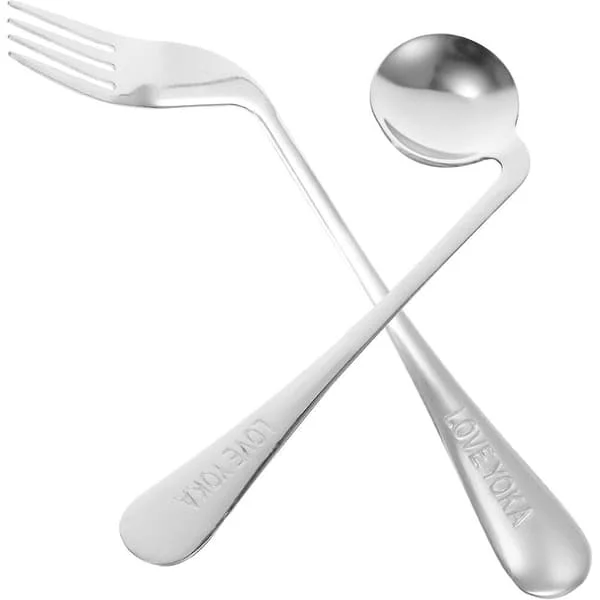 1 Set Vinklad Gaffel Sked Lätt Ergonomisk Gaffel Sked Äta Matning Utensilier Assisterande Bordsporslin XIXI-44706 1 Set Vinklad Gaffel Sked Lätt Ergonomisk Gaffel Sked Äta Matning Utensilier Assisterande Bordsporslin XIXI-44706