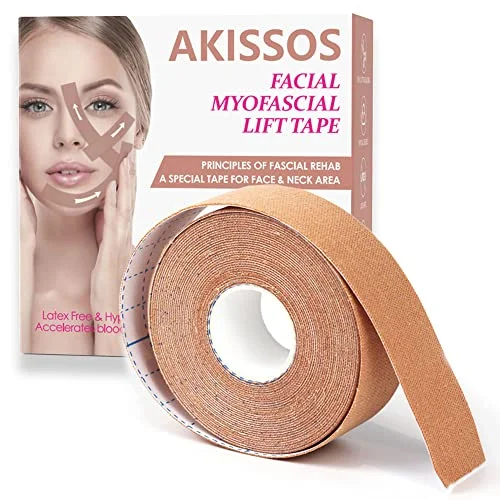Akissos Facial Myofascial Lift Tape Face Toning Belts Anti Wrinkle Patches Freeze Stickers Neck Unisex For Firming and Tightening Skin 2.5cm*5m 792094386404