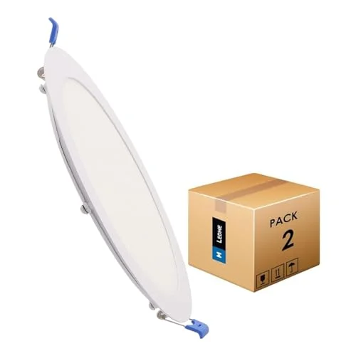 M Ledme - Pack 2, 220 mm LED-downlight 20 W, 2 000 lumen, extra smal cirkulär panel, neutral ljusfärg (4 500K), Standar-kopp 205 mm, drivrutin ingår, LM5552 8435579755525