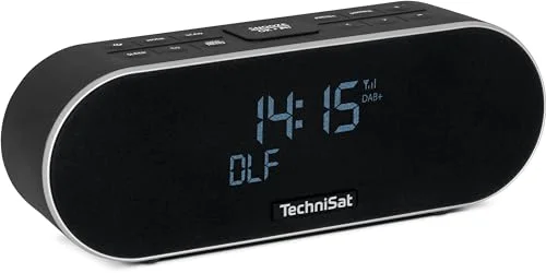 TechniSat DigitRadio 53 BT Premium stereo väckarklocka med USB laddningsfunktion (DAB+, FM, klocka/datumvisning, dubbelt larm, sömntimer, snooze, ljussensor, Bluetooth ljudstreaming, 20 W) svart 4019588039414