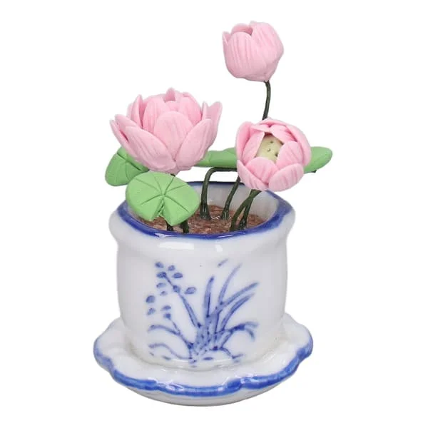 1:12 Skalig Dockhus Kruka med Lotusblomma Miniatyr Resin Dekoration Liten Kruka med Lotusblomma 2013230218811 1:12 Skalig Dockhus Kruka med Lotusblomma Miniatyr Resin Dekoration Liten Kruka med Lotusblomma 2013230218811
