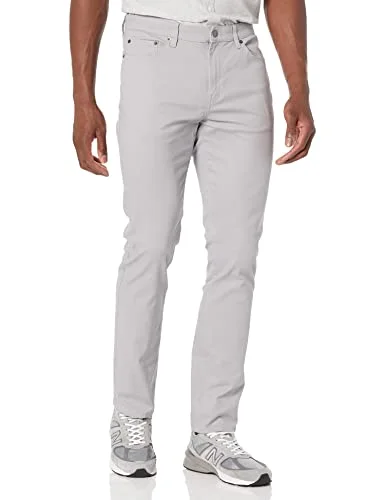 Amazon Essentials Slim-Fit-byxor för män, 5-fickors stretch twill design, ljusgrå, 34 B x 30 L 193548647575